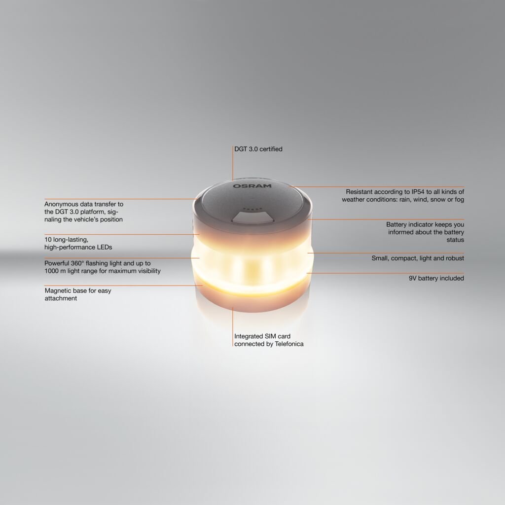 yderligere visning, der viser funktionerne i Osram Roadflare V16 IOT - OSRAM