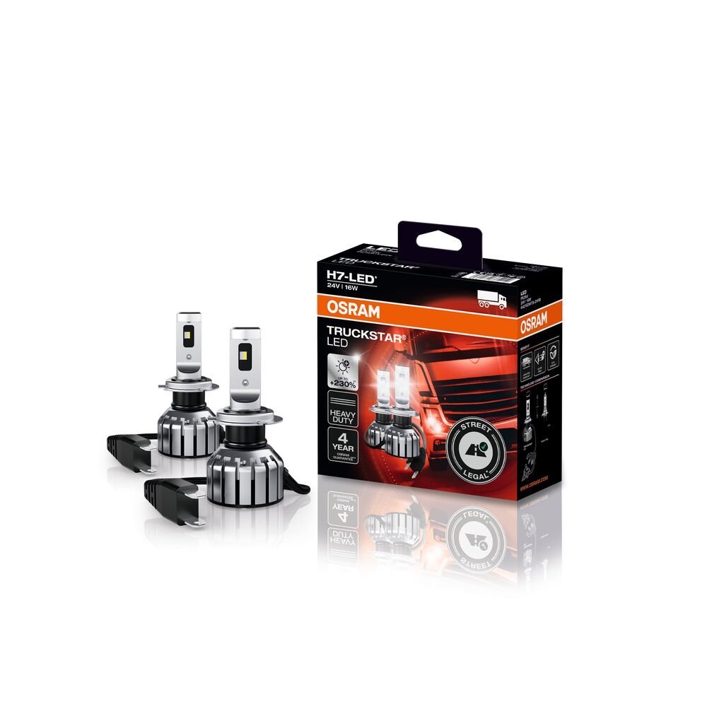 produktbillede forfra, der viser OSRAM Truckstar LED – H7 24V – OSRAM