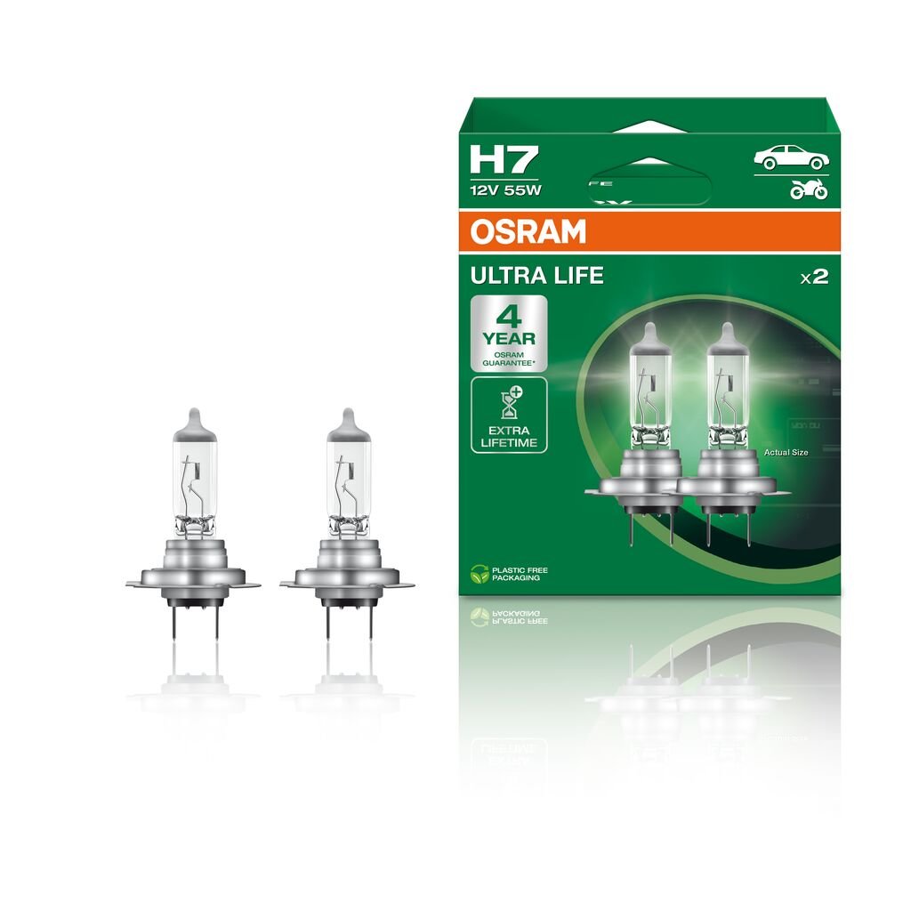 OSRAM Ultra Life – H7 – 2 – Pakke – produkt set fra siden | OSRAM