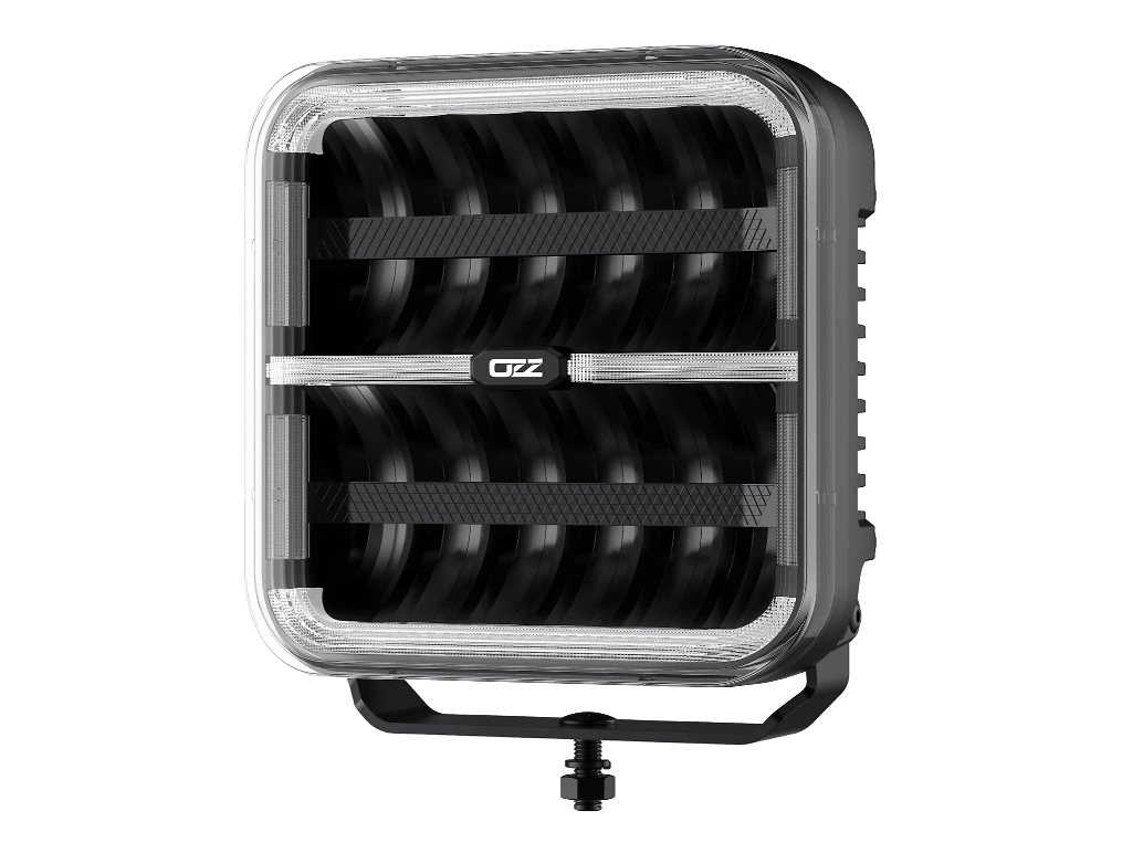 sidebillede, der viser profil og design af OZZ SQR 9″ Sort 160W – LED Ekstra lys – OZZ