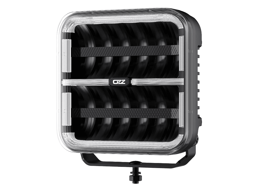 emballage og inkluderet tilbehør til OZZ SQR 9″ Sort 160W – LED Ekstra lys – OZZ