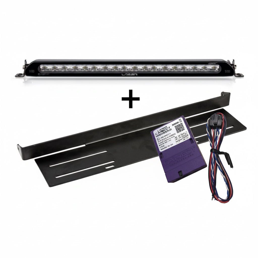 PT – Lazer Linear 18 Elite pos w beslag & Canbus Volvo fjernlys – set forfra produktbillede | Laser