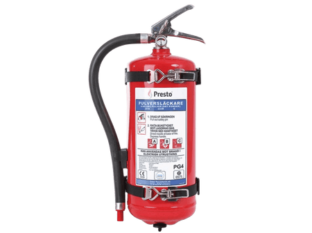 Pulverslukker Presto inkl. holder 27A – 4KG – produktbillede forfra | Carlevel