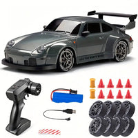 Radiostyret Porsche 4WD – RC driftbil med LED - lys og dæk - Carlevel - 