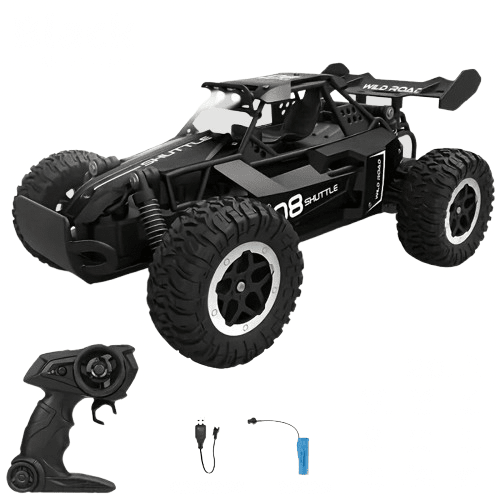 RC Car - Radiostyret terrængående bil med blinkende lys & 2,4 GHz fjernbetjening - produktbillede forfra | Carlevel
