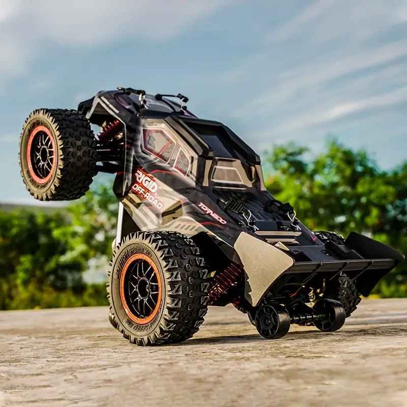 RC Off-Road racerbil 80 km/t LED 4WD genopladelig - Grøn/Sort - Forfra Produktbillede | Carlevel