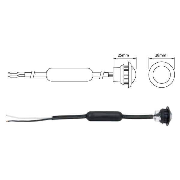 Rund sidemarkør 28mm 2PIN - nærbillede detaljer | LEA