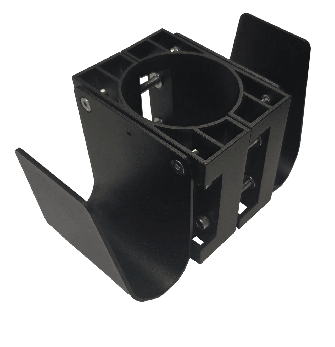 Kabelholder dobbelt til 60 mm stolpe - Sort S-Line - produktbillede forfra | S-Line