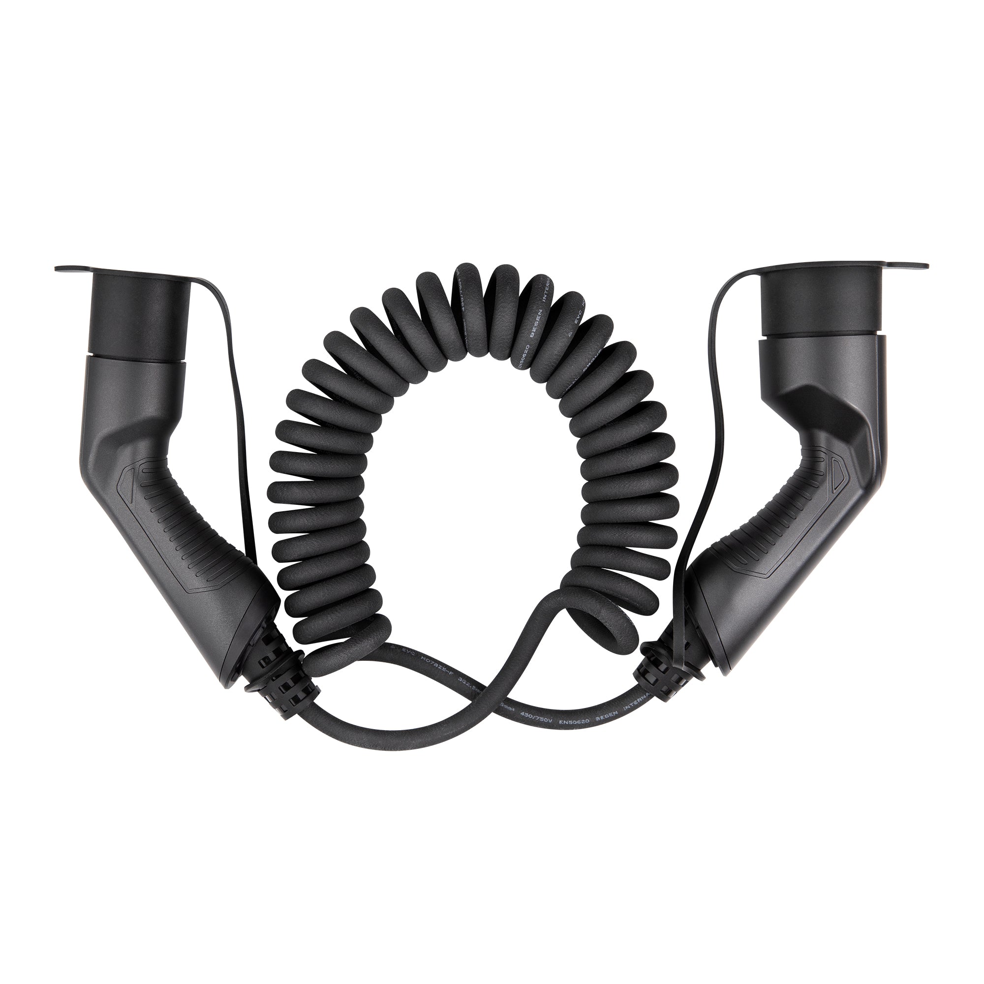 Ladekabel Type 2 16A 11 kW 7 m spiral - S-Line til ladepost/ladeboks Mode 3 - produkt set fra siden | S-Line
