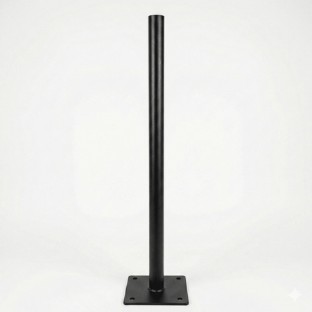 Ladestolpe 60 mm med monteringsplade 160 cc – 1100 mm – Sort RAL 9005 | S - Line - Carlevel - Ladestolper til ladeboks