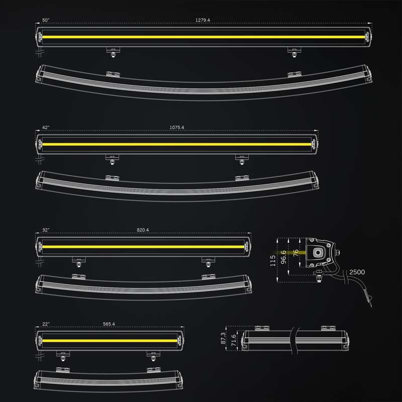 LED rampe Strands Lighting Division Siberia XP DRC 42" 24.800 lm gul-hvid pos - Kraftig rampe - emballage og indhold