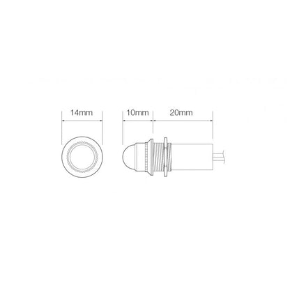 nærbillede af detaljer og materialer af Signallampe Blå 15x30mm – 24V – LEA