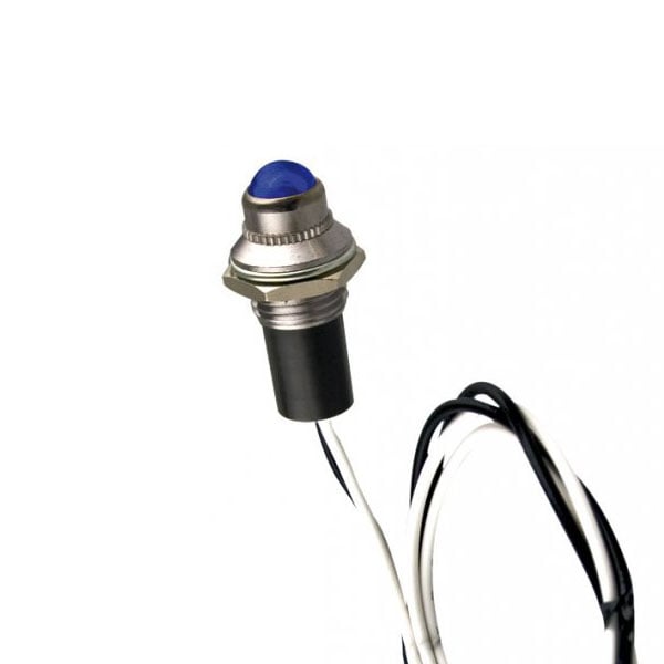 produktbillede fra forsiden viser Signallampe Blå 15x30mm – 24V – LEA