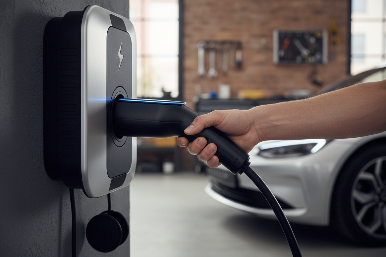 skapa en extremt realistisk bild Laddkablar för laddstolpe/laddbox
actionbild när någon använder detta