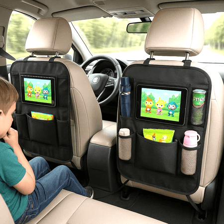Sparkskydd med Förvaring och Surfplattehållare – Hållbar Underhållning för Barn i Baksätet - Carlevel - 