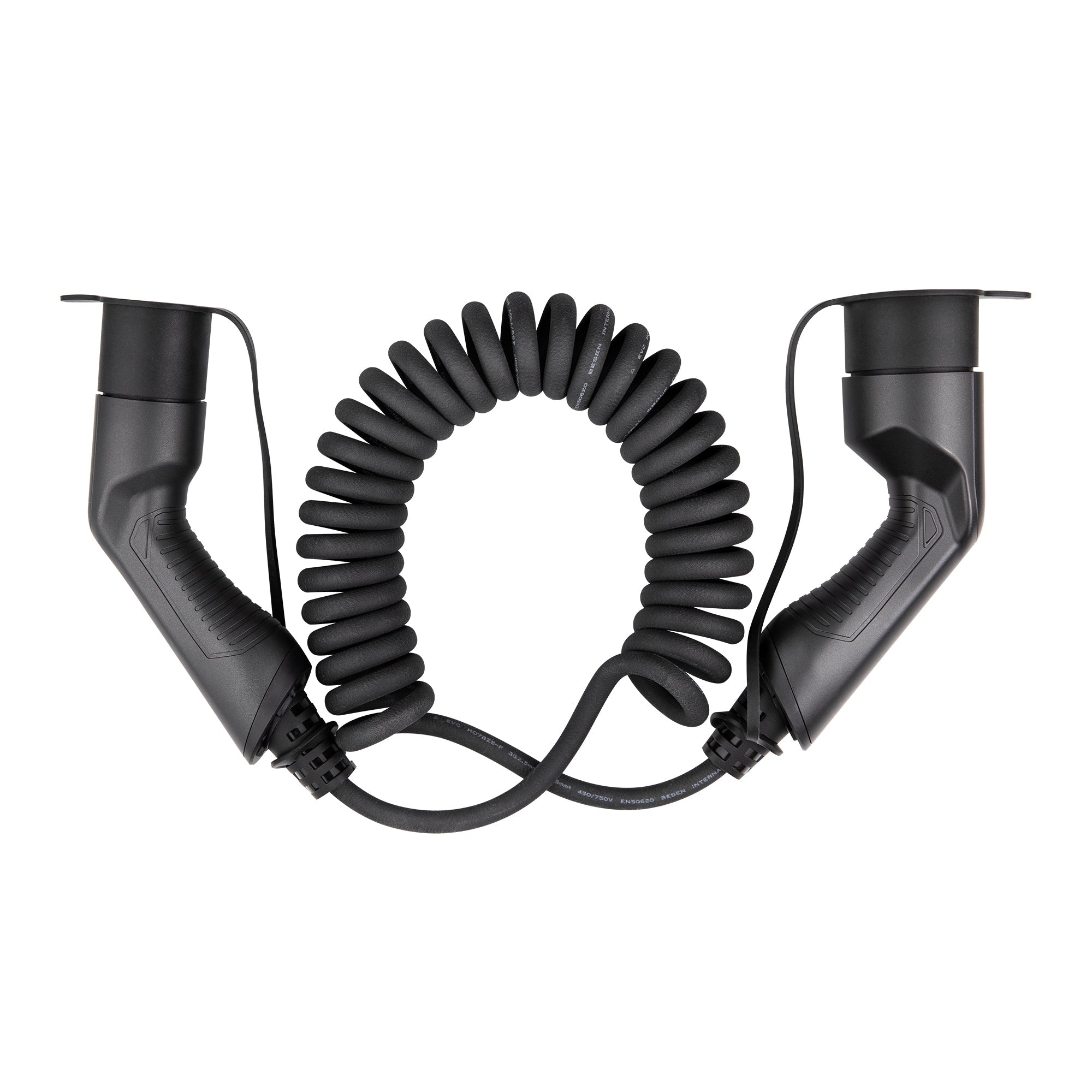 Ladekabel Type 2 16A 11 kW 7 m spiral - S-Line til ladepost/ladeboks Mode 3 - produkt set fra siden | S-Line