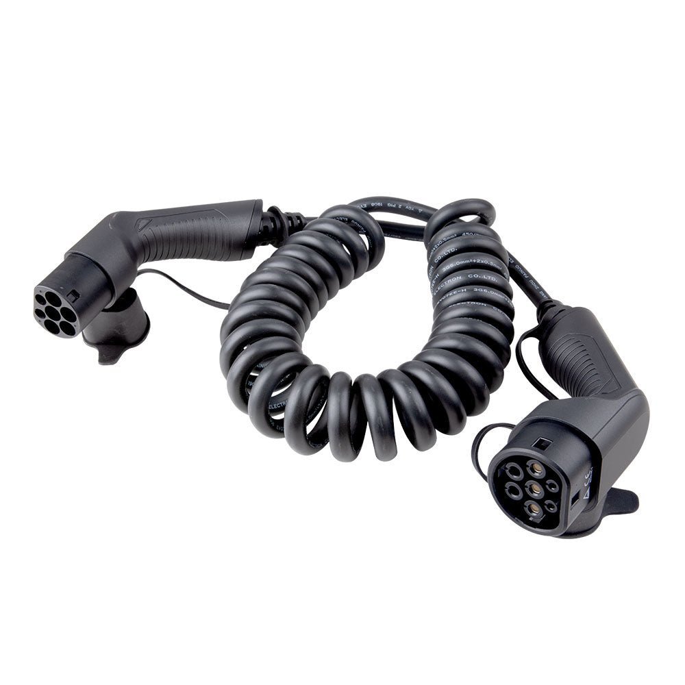 Ladekabel Type 2 16A 11 kW 7 m spiral - S-Line til ladepost/ladeboks Mode 3 - nærbillede detaljer | S-Line