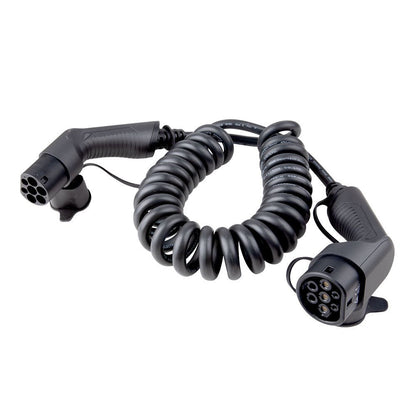 Ladekabel Type 2 16A 11 kW 7 m spiral - S-Line til ladepost/ladeboks Mode 3 - nærbillede detaljer | S-Line