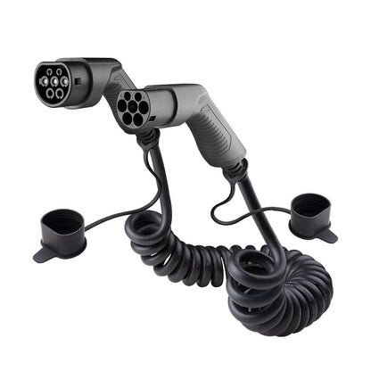 Ladekabel Type 2 16A 11 kW 7 m spiral - S-Line til ladepost/ladeboks Mode 3 - produktbillede forfra | S-Line