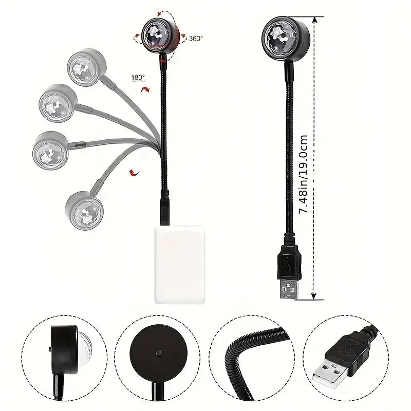 Starlight musikstyret USB LED bil taglys - Nærbillede detaljer | Carlevel