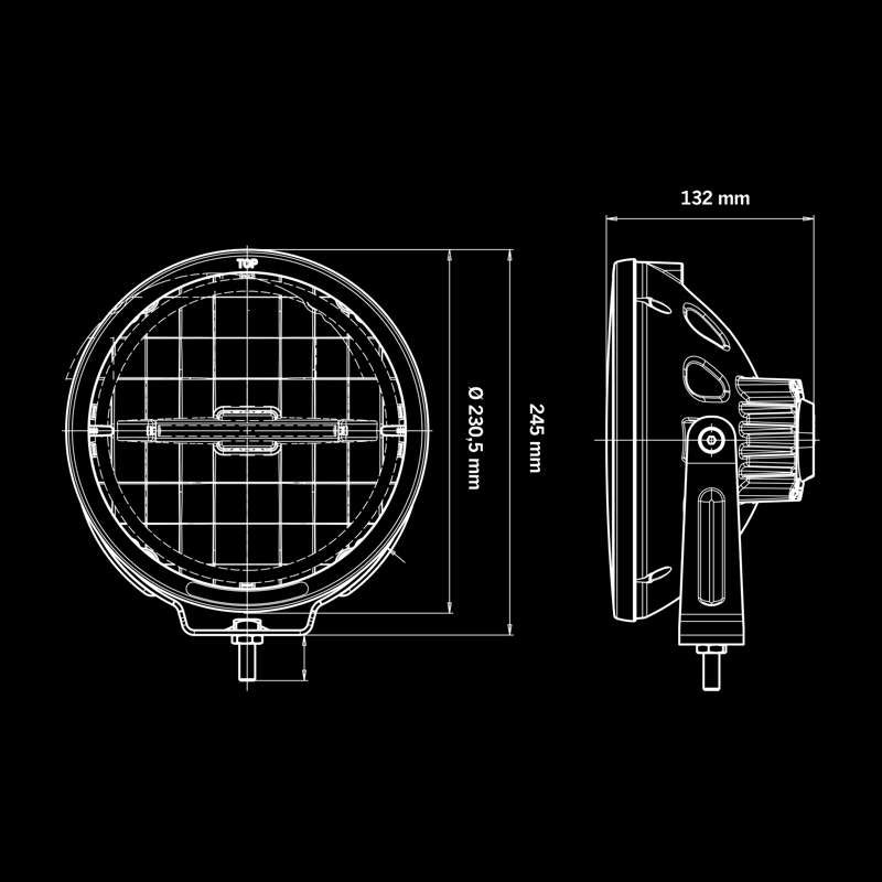 Strands Ambassador 9" LED Extra Light - 4040 lm Extended Beam - emballage og indhold | Strands Lighting Division