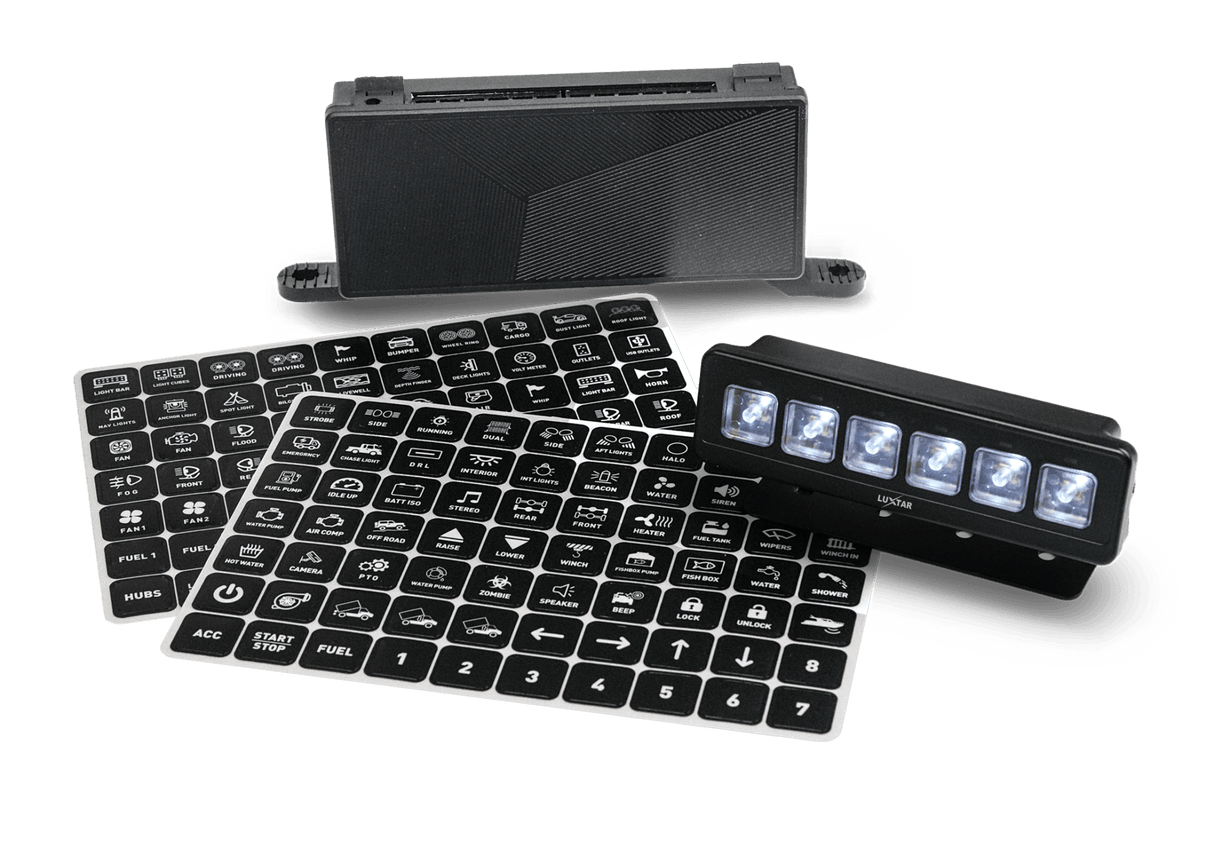 Switch Panel – 6 Channel – 12-24V DC – 2026-12-24 00:00:00 – LUXTAR – dimensionsspecifikation | LUXTAR