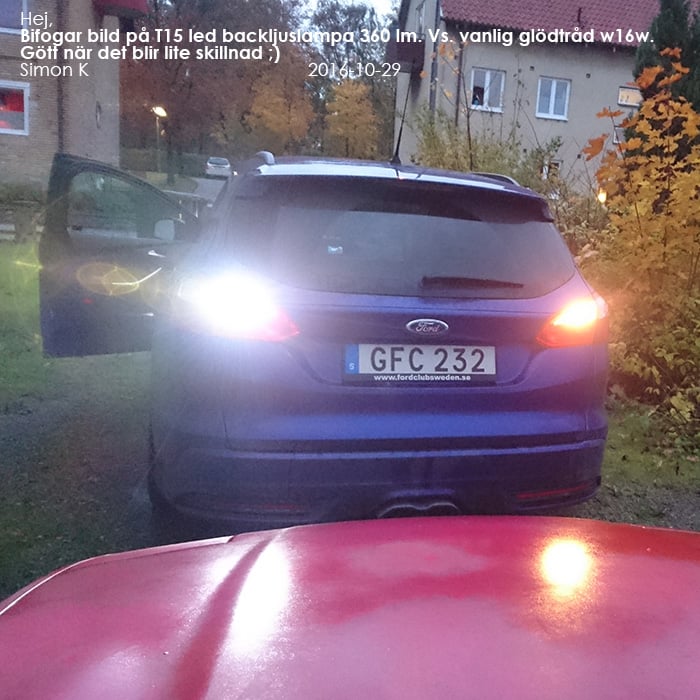 nærbillede af detaljer og materialer af T15 – W16W LED-baggrundslys 360LM – Xenon-kongen