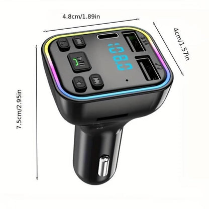 Trådløs FM-sender Håndfri bilradiomodulator MP3-afspiller USB-C & USB-A 3.0 telefonopladningsadapter til bil - Carlevel -