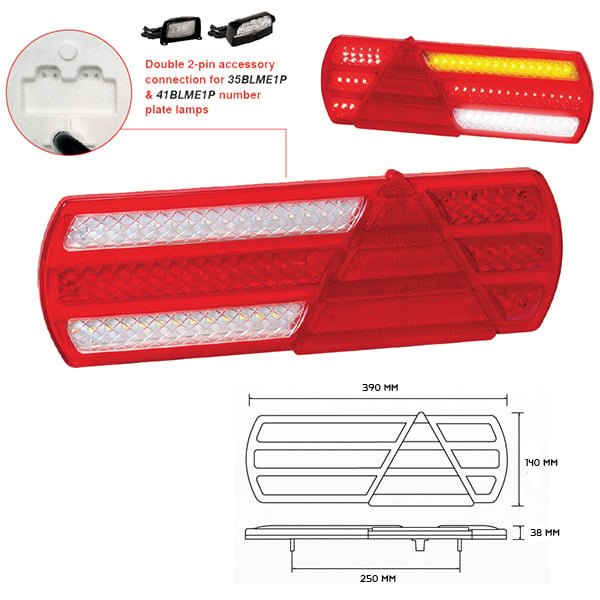 nærbillede af detaljer og materialer af Trailer Lampe EU390 (2 – Pakke) – LEA