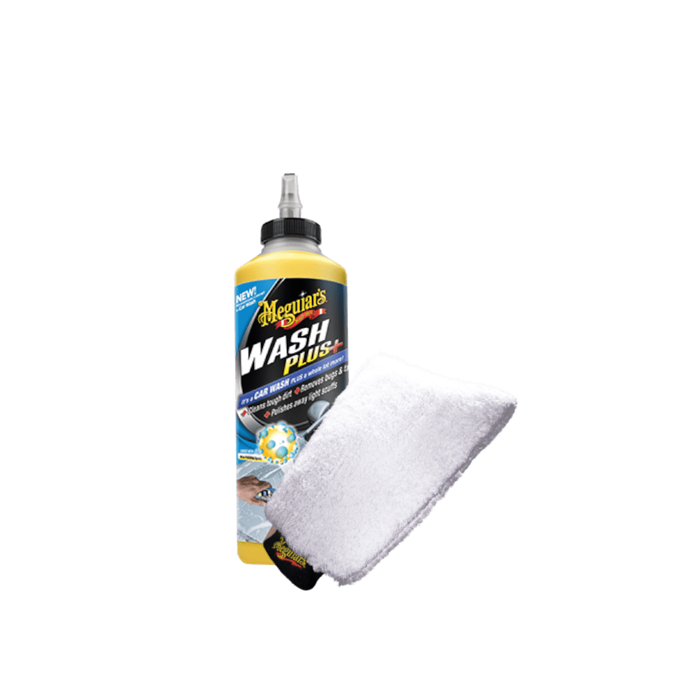 produktbillede forfra viser vaskepakke WASH PLUS+ med vaskehandske - Meguiar's