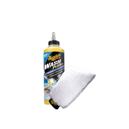 produktbillede forfra viser vaskepakke WASH PLUS+ med vaskehandske - Meguiar's