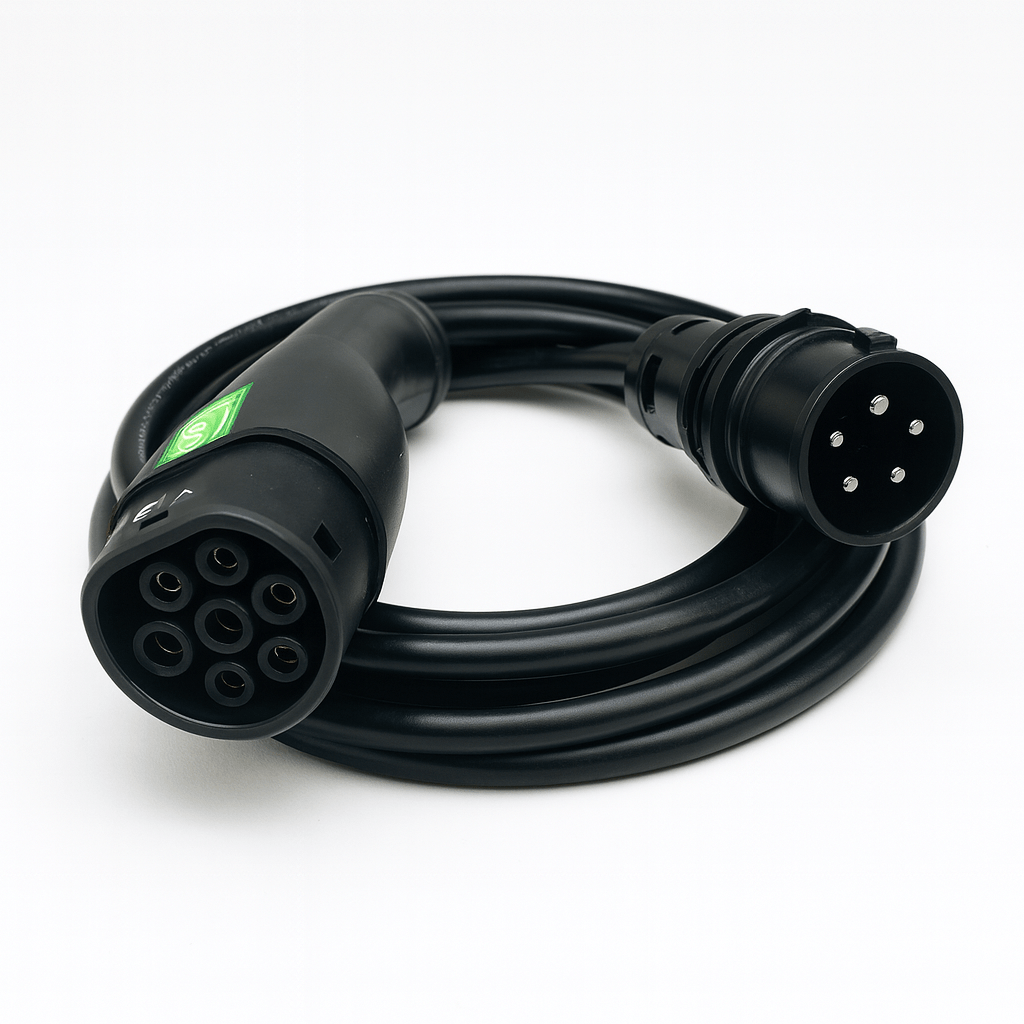 Ladekabel Type 2 3-faset 400V 6–16A Mode 2 bærbar - Evconnect - produktbillede forfra | Evconnect