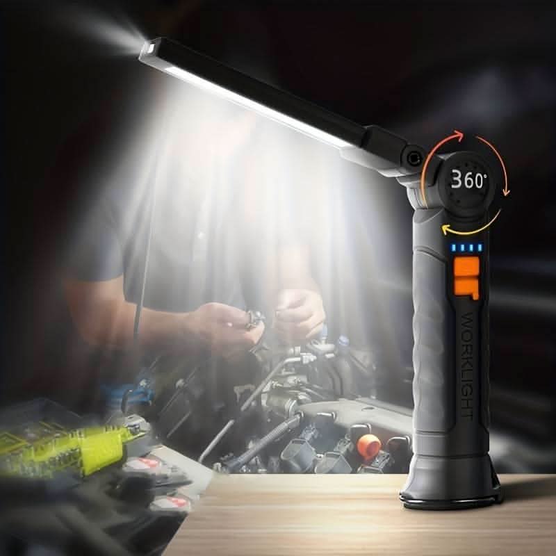 USB genopladeligt arbejdslys med 360° roterende hoved og magnetisk base - Perfekt til hjemmet, arbejde og - Carlevel -
