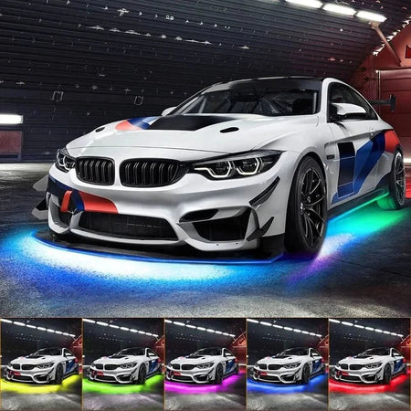 Vandtæt Underglow LED Kit med App Control - Farverig bilbelysning 2x90cm & 2x60cm - Carlevel - 