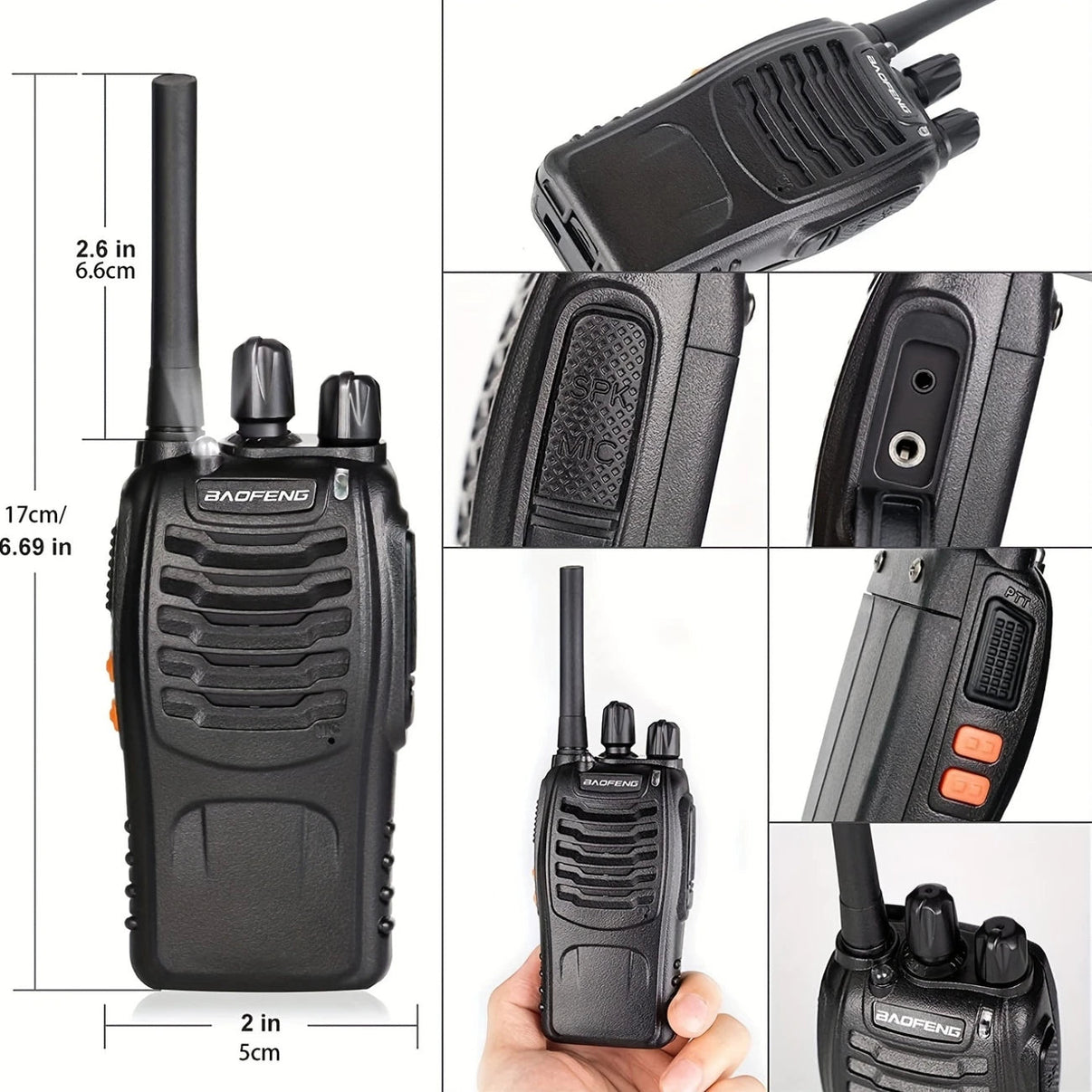 Walkie Talkie 2 Pack - Tovejsradio med LED-lys og USB-opladning - Nærbilleder | Carlevel